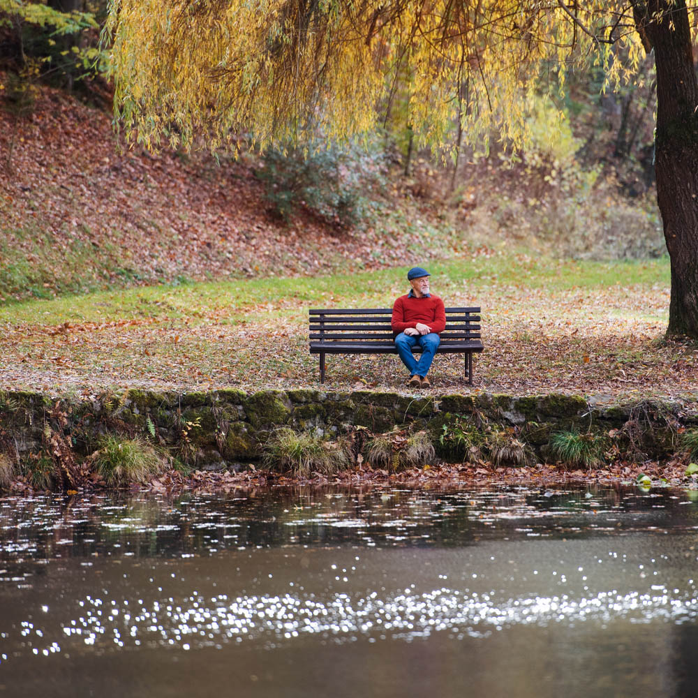 Lonely Man on Bench contemplating life and contacting Wyndhurst Counseling and Wellness for Virtual Counseling 1000